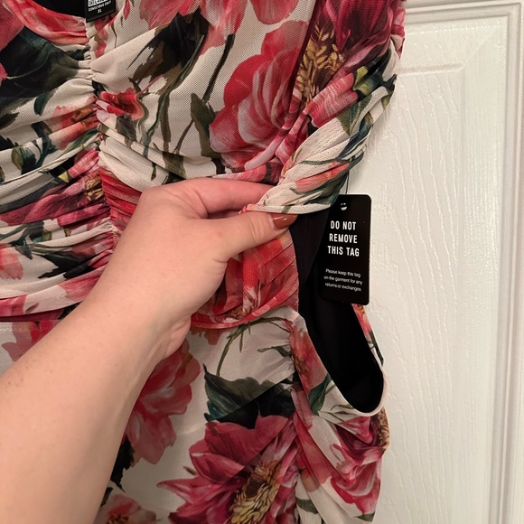 Floral Cutout Ruched Mesh Maxi Dress NWT - Picture 6 of 6